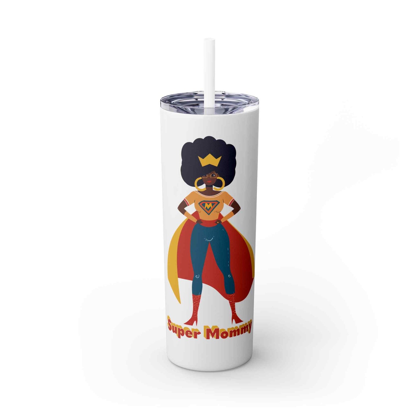 Super Mommy Skinny Tumbler with Straw, 20oz