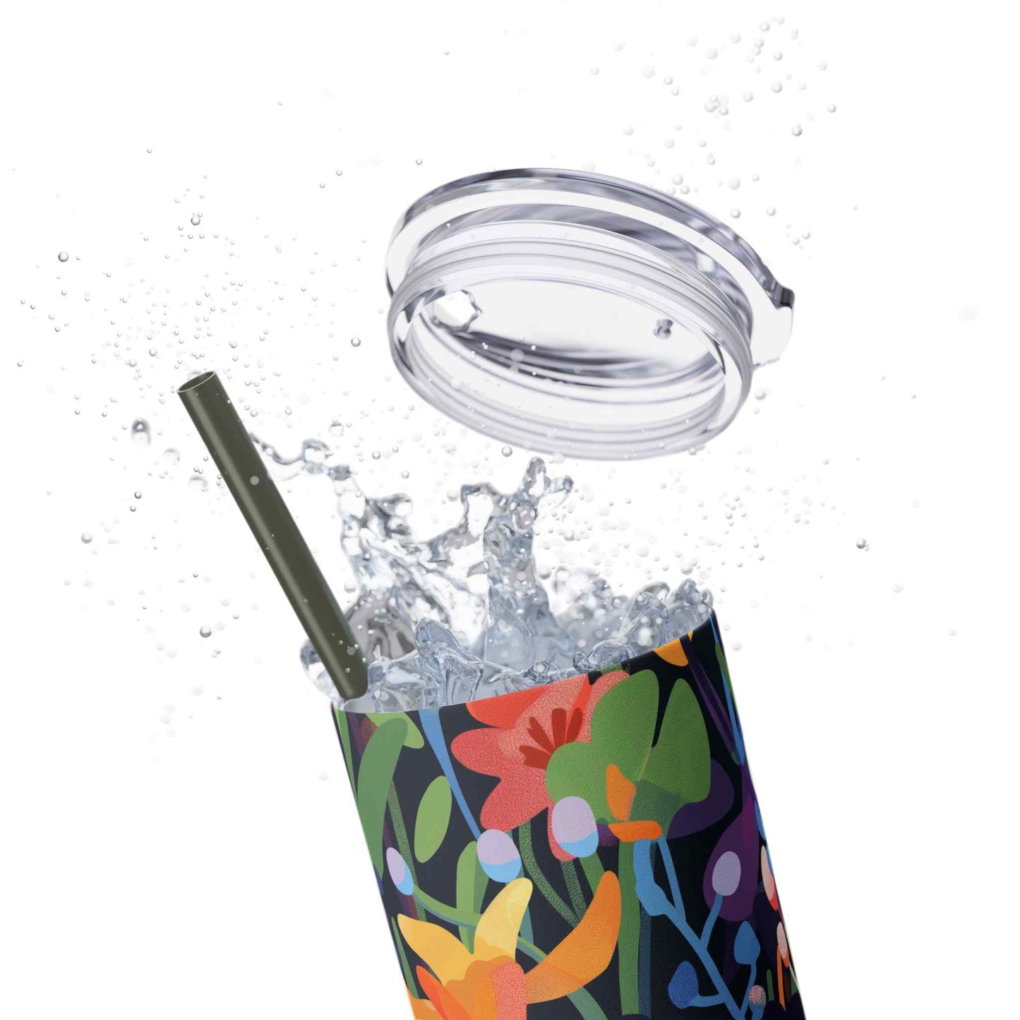 Garden Grace Skinny Tumbler with Straw, 20oz