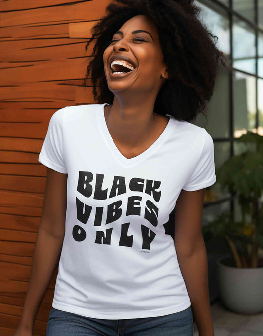 Black Vibes Only Women's Premium V-neck T-shirt