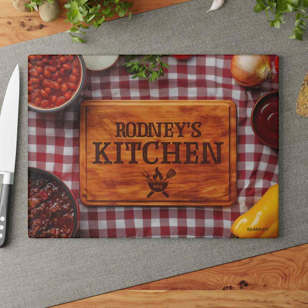 Cookout King Personalized Premium Glass Cutting Board