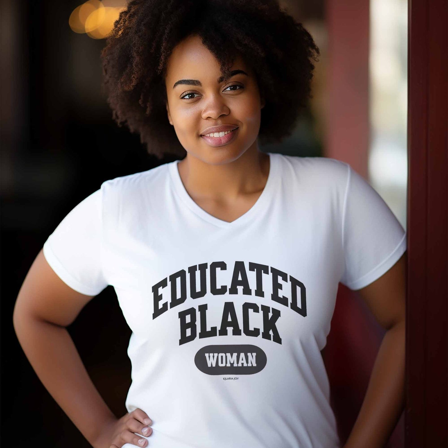 Educated Black Woman Premium V-neck T-shirt