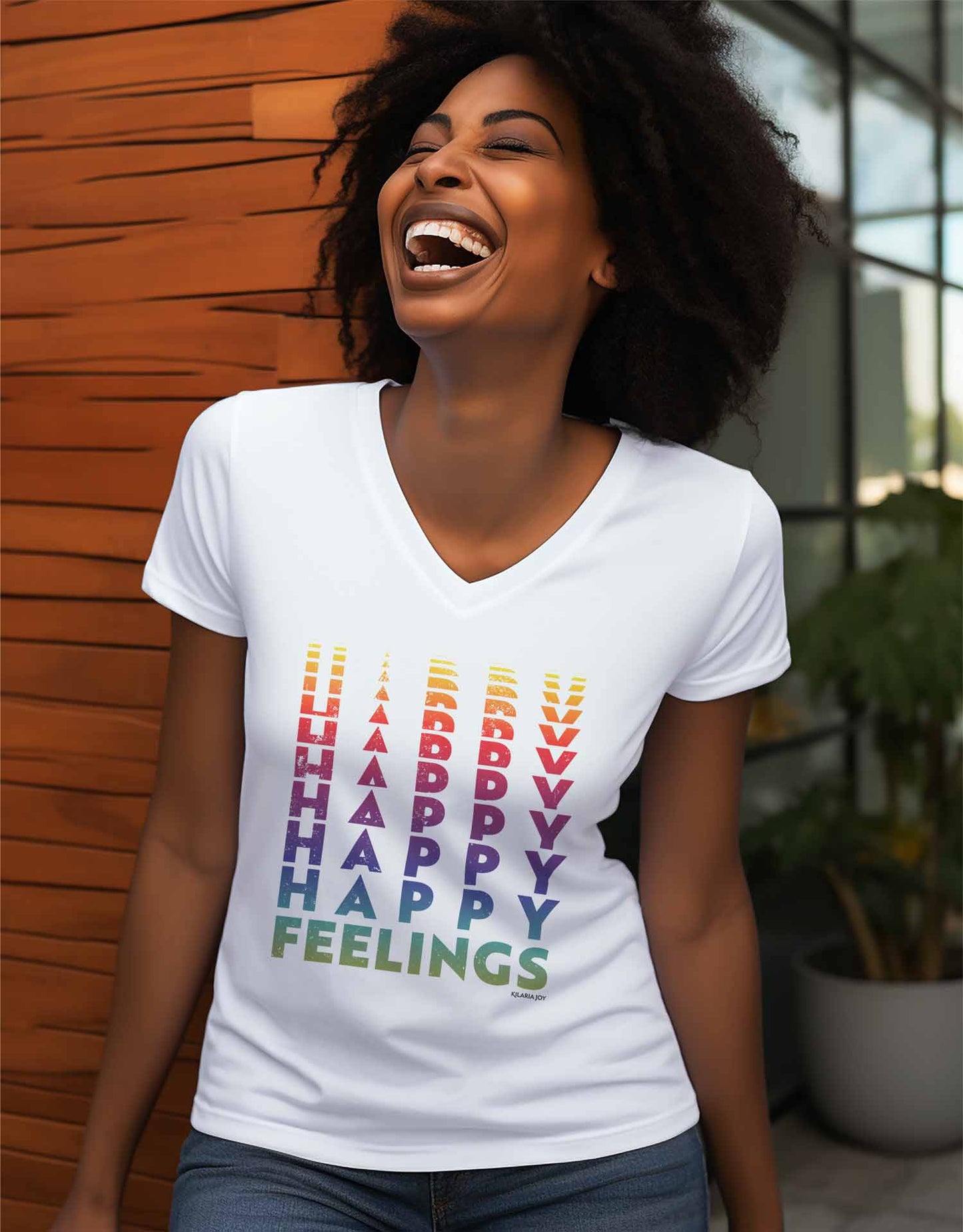 Happy Feelings Women's Premium V-neck T-shirt