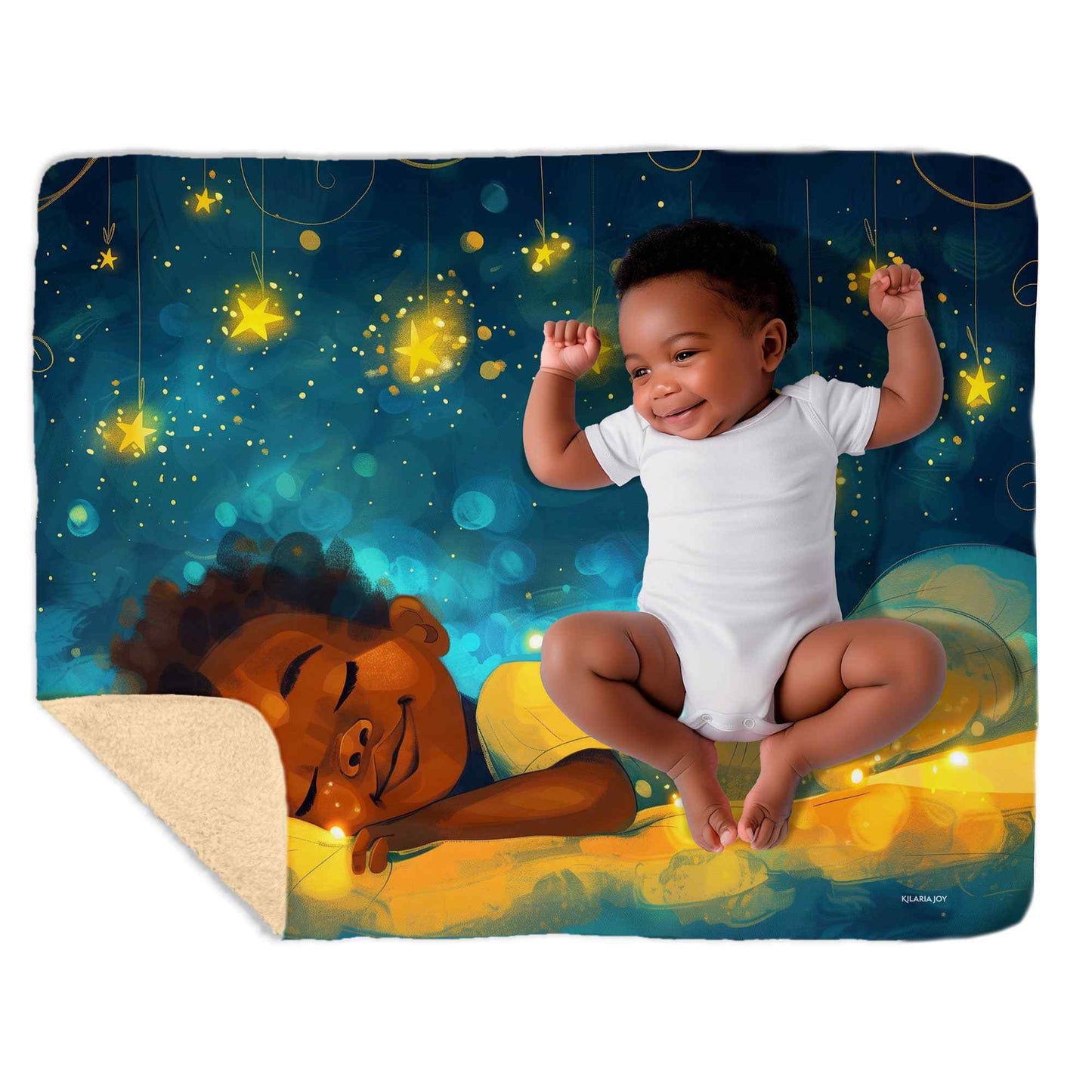 Cosmic Fireflies Snuggly Sherpa Baby Blanket, 40"x30"