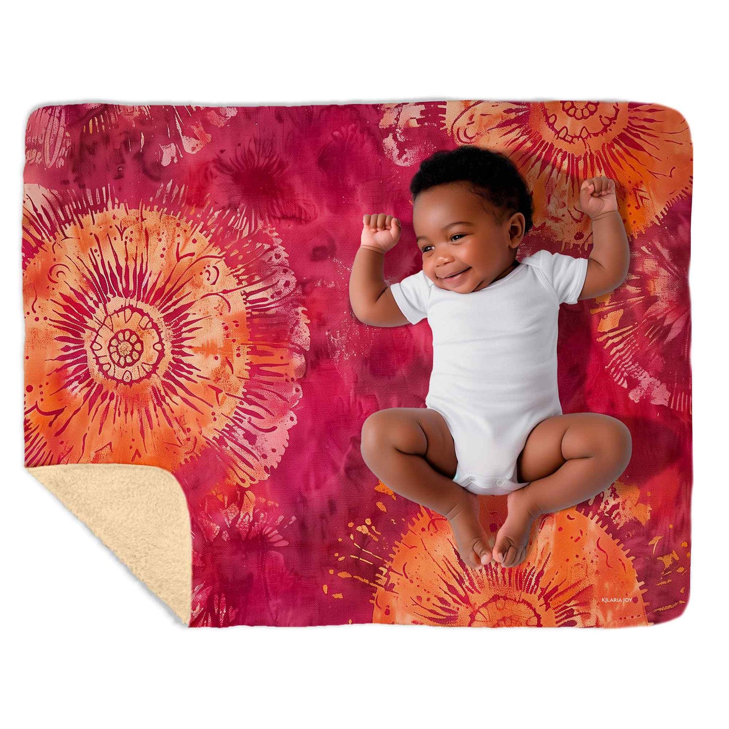 Batik Sunset Snuggly Sherpa Baby Blanket, 40"x30"