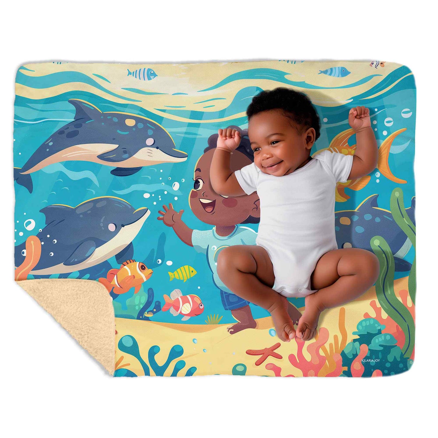 Ocean Explorer Snuggly Sherpa Baby Blanket, 40"x30"